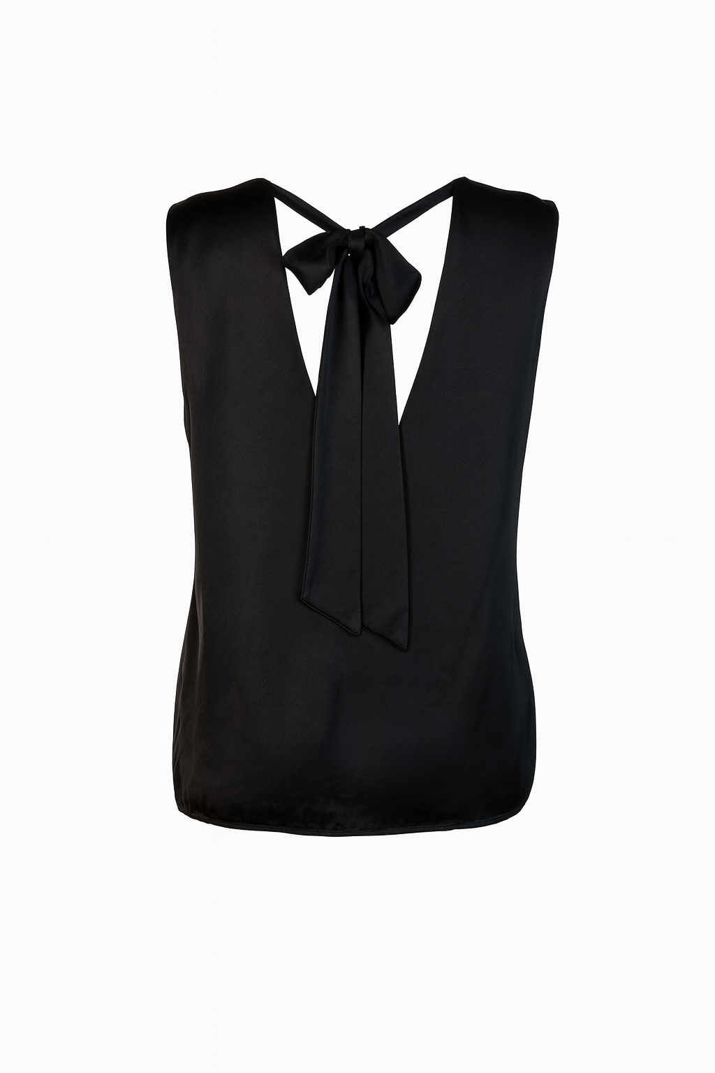 Black satin sleeveless top
