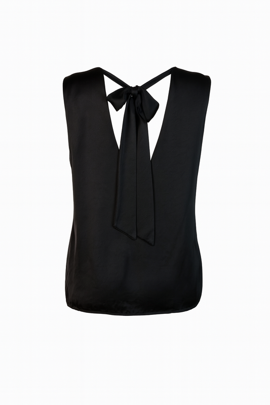 Black satin sleeveless top