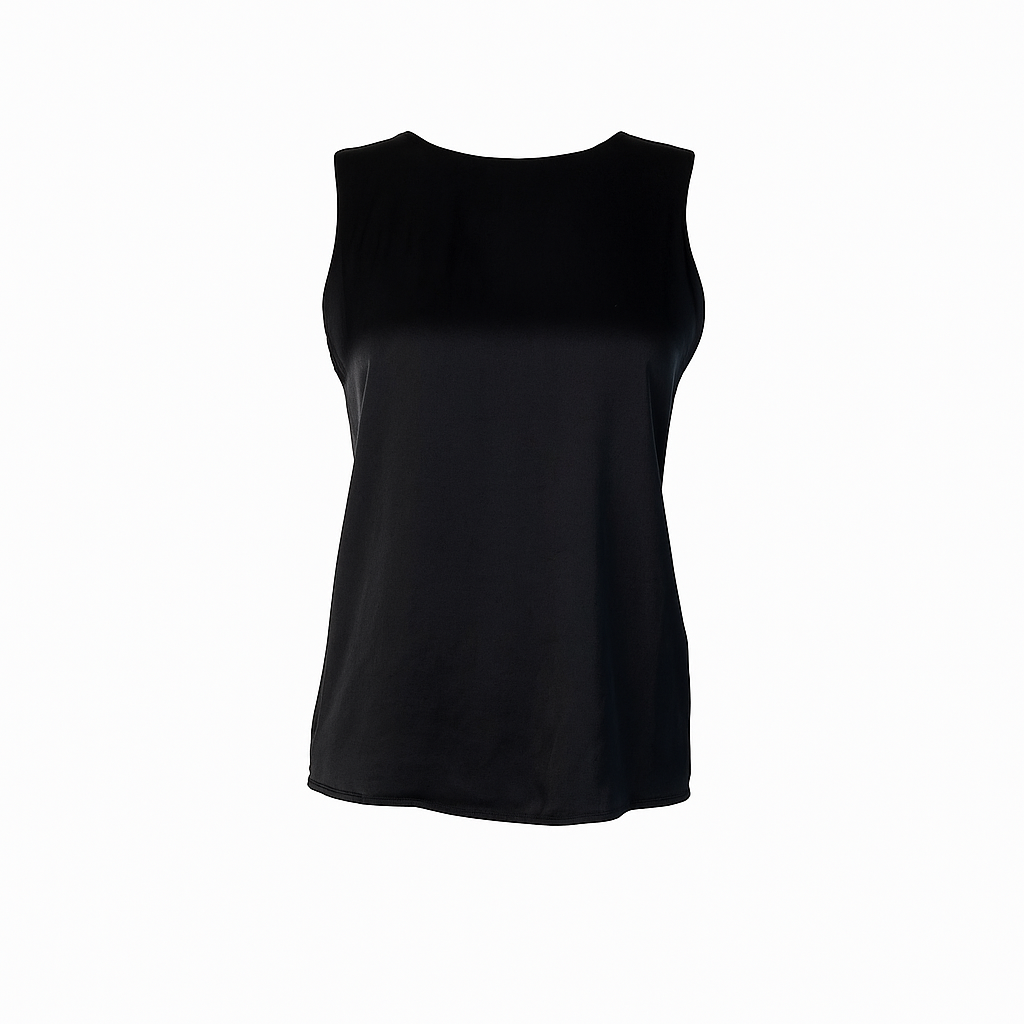 Black satin sleeveless top