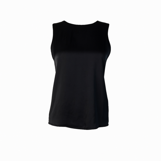 Black satin sleeveless top