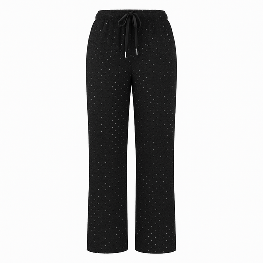 Metallic trousers with elastic waistband and silver dots