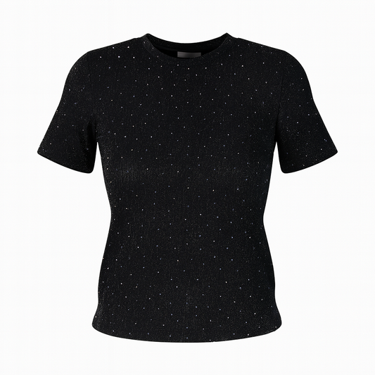 Metallic T-shirt with silver dots