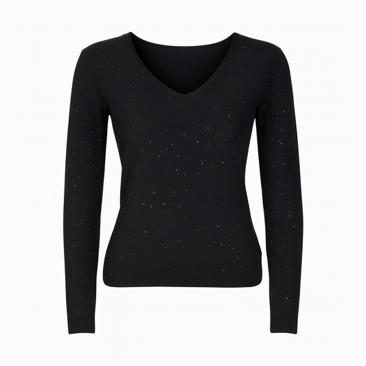 V neck knit sweater with sequins