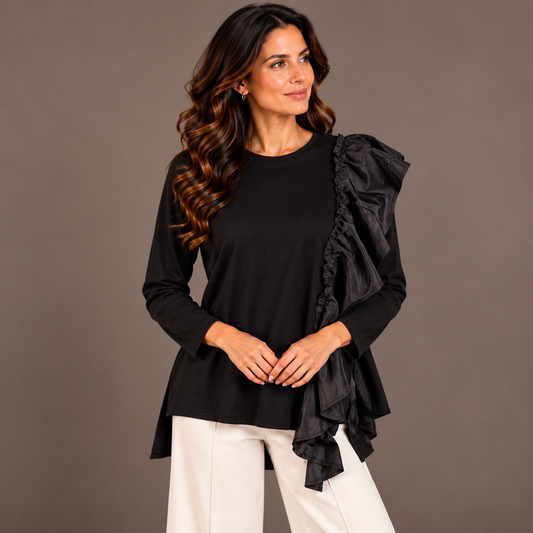 Black Viscose Shirt for Women