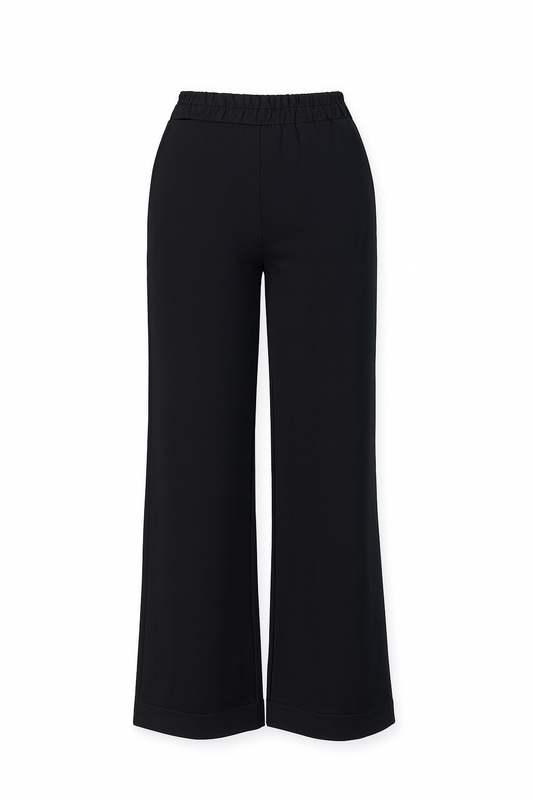 Elastic cotton trousers with elastic waistband