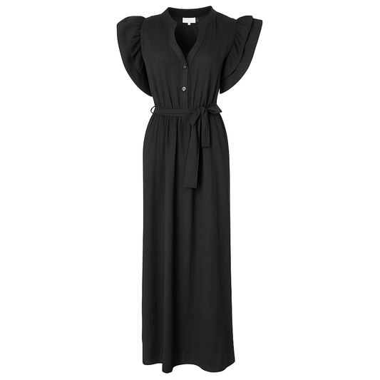 Black jumpsuit with frilled sleeves