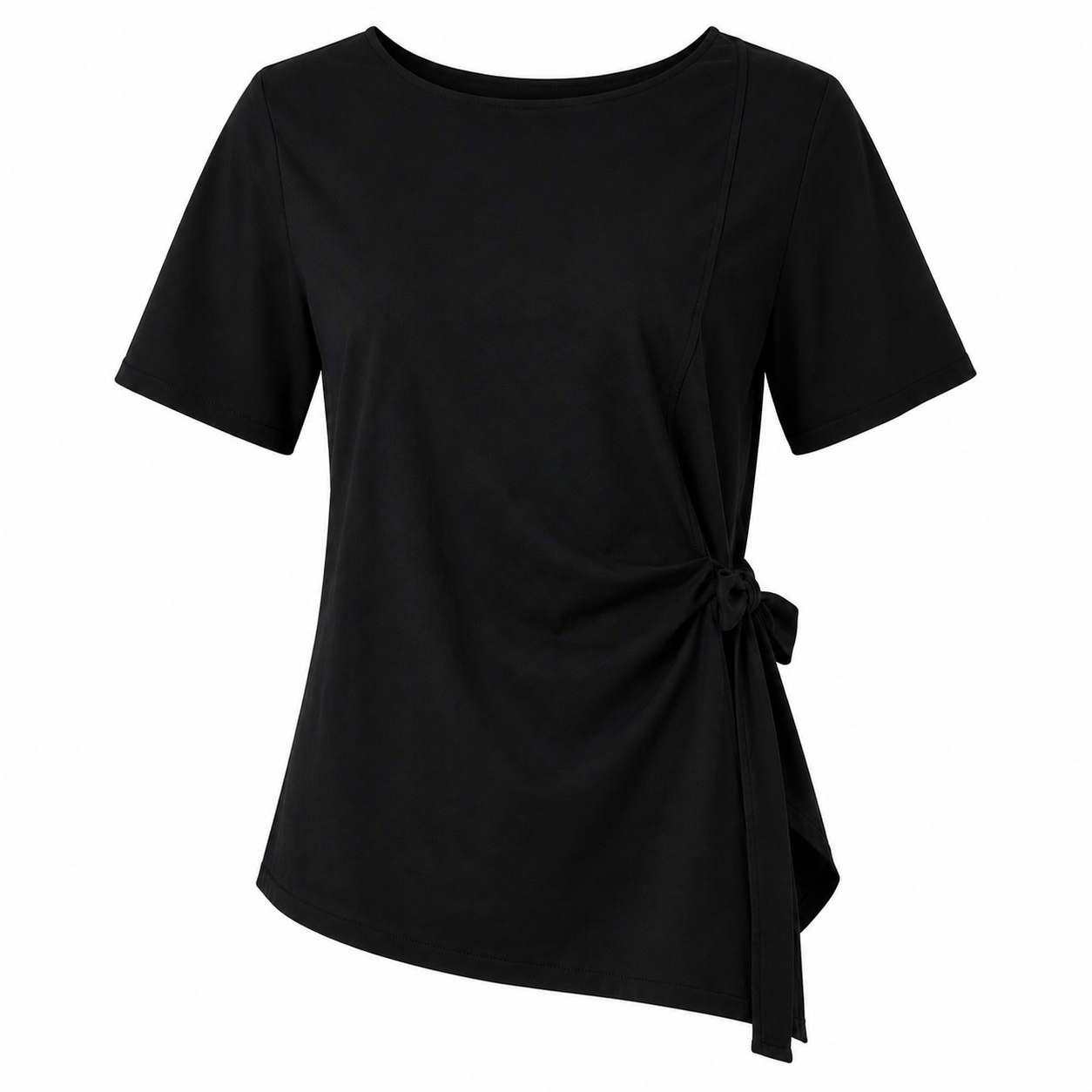 White shirt with bow on the side 