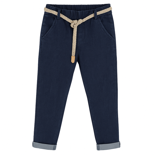 Slim fit jeans with belt  navy  elastic waistband