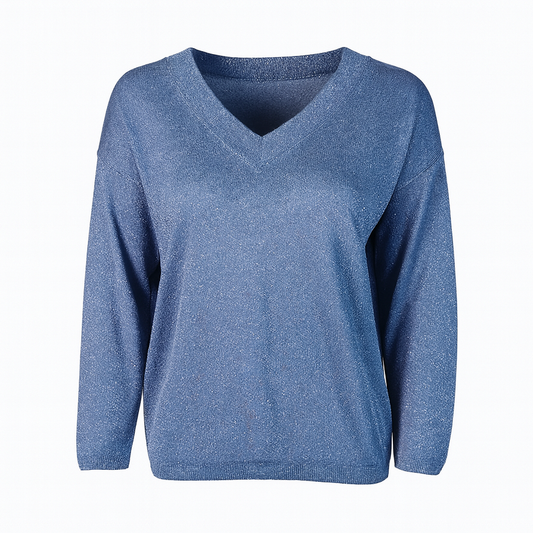 V neck metallic sweater - long sleeves
