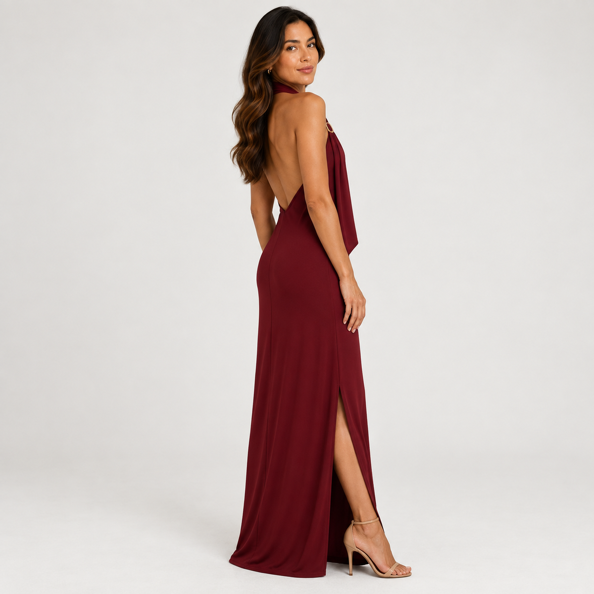 Bordeaux dress - open back 