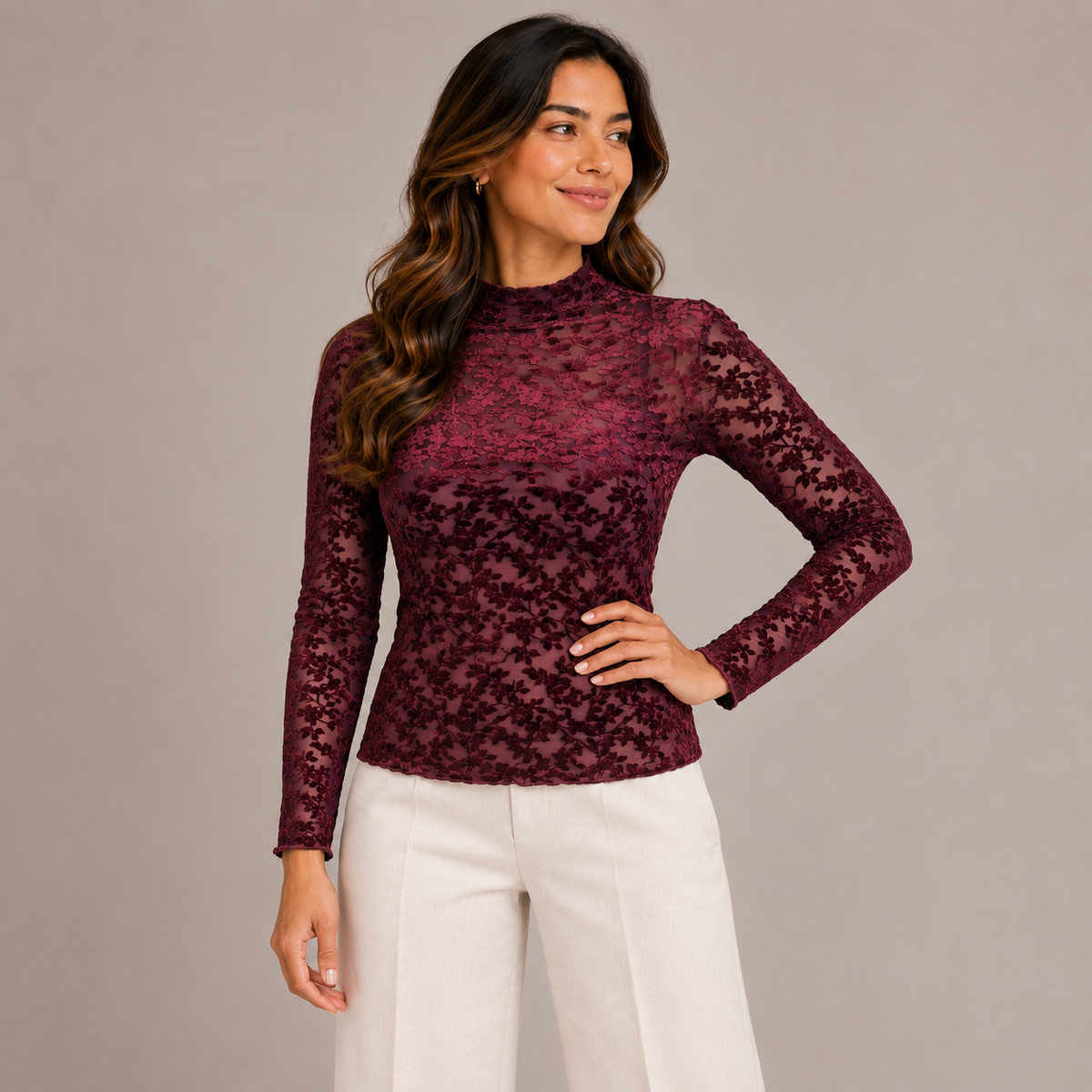 Bordeaux velvet top for women – Atelierose Winter 2027