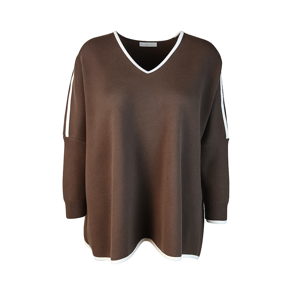 V neck oversize knit sweater