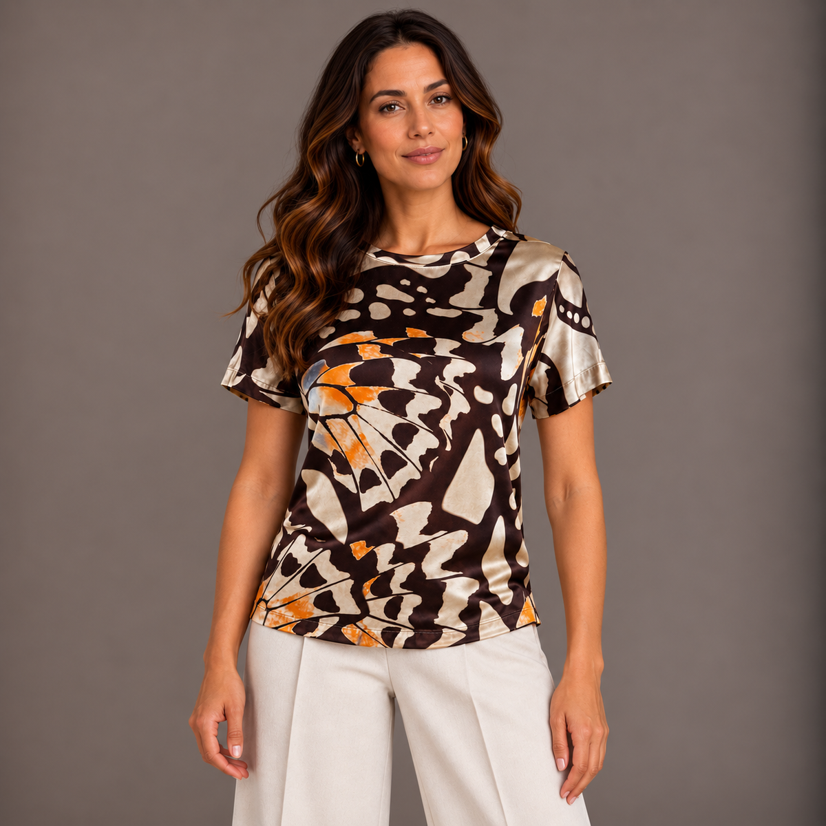 Brown Printed Shirt – Sizes S–L 