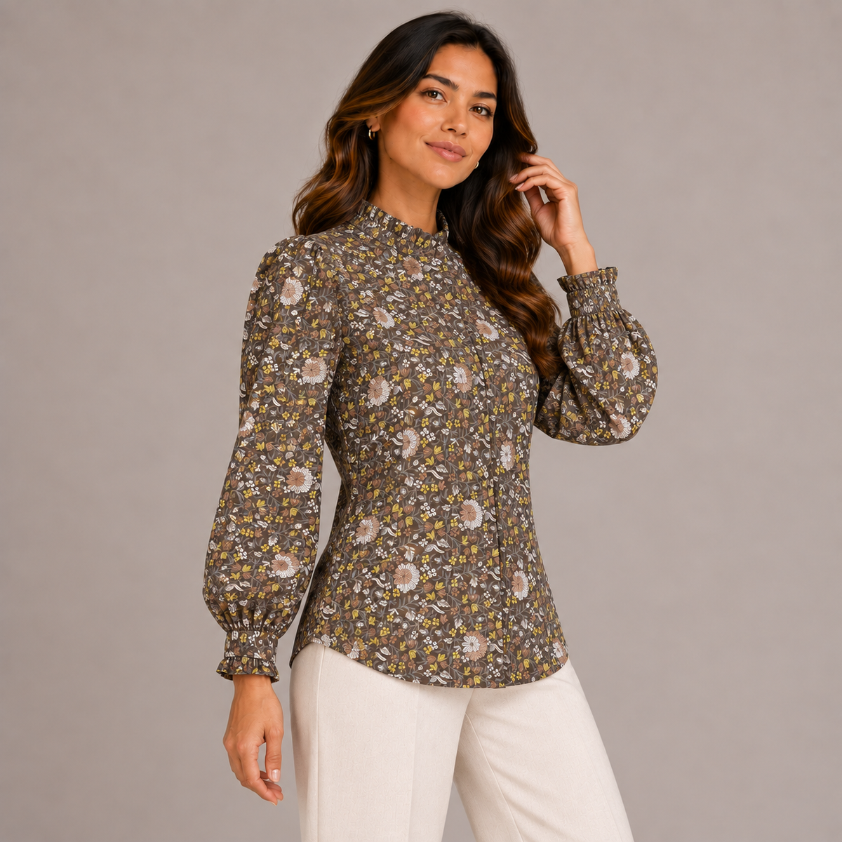 Brown printed shirt for women – Atelierose Winter 2027