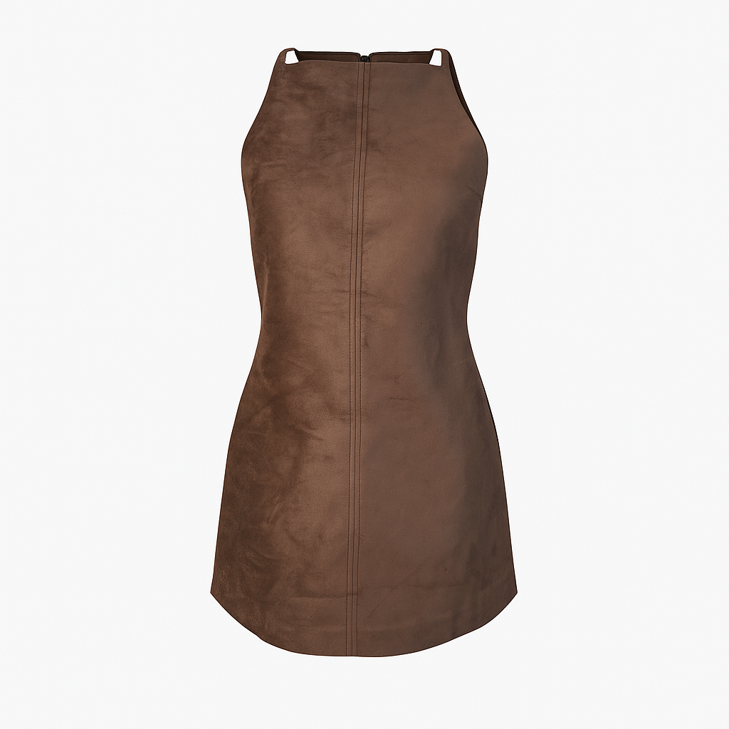 Suede sleeveless short dress