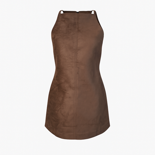 Suede sleeveless short dress