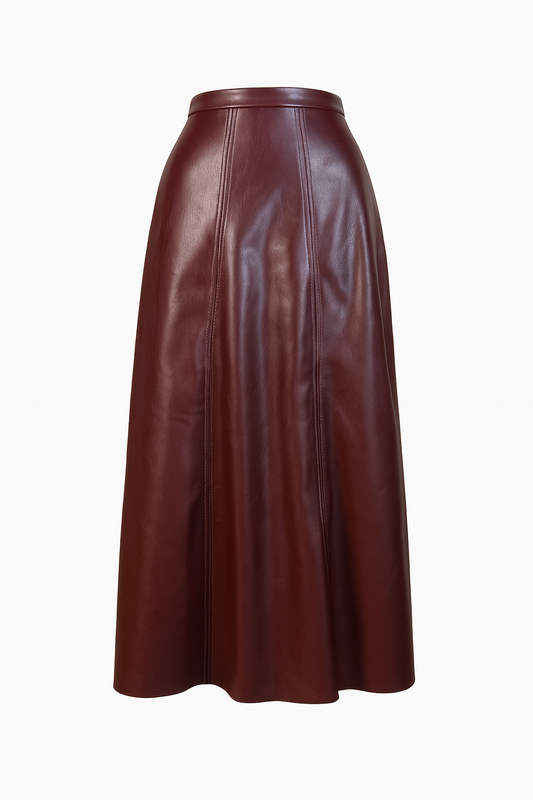 Leather skirt - bordeaux