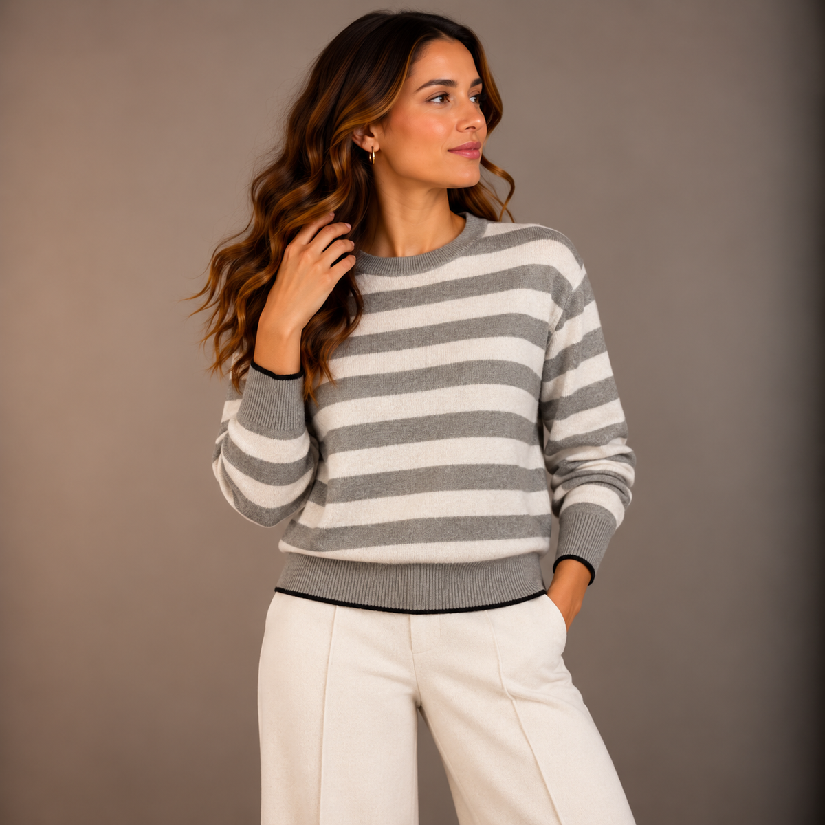 Cashmere-Mix Striped Knit – Winter Colors – alternate view 3