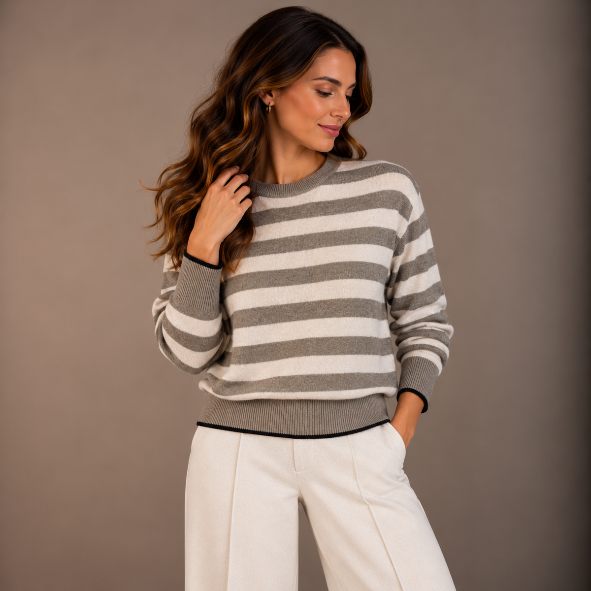 Cashmere-Mix Striped Knit – Winter Colors