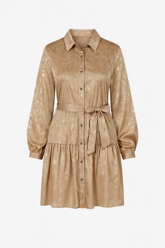 Short metallic shirt dress