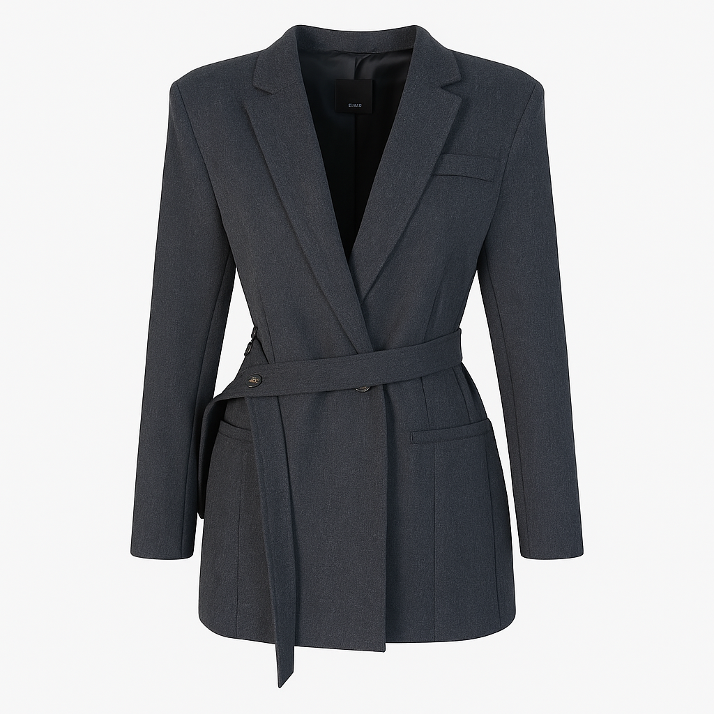 Grey blazer with belt