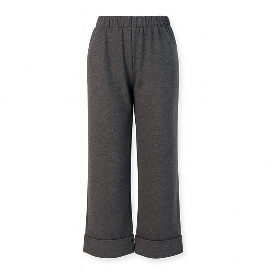 Elastic grey trousers with elastic waistband