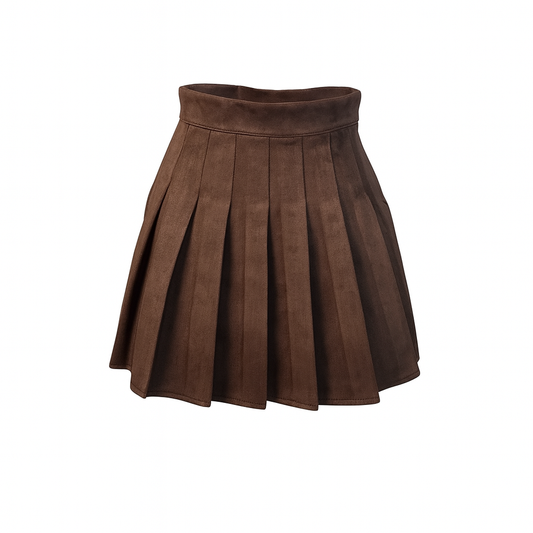 Suede pleated skirt