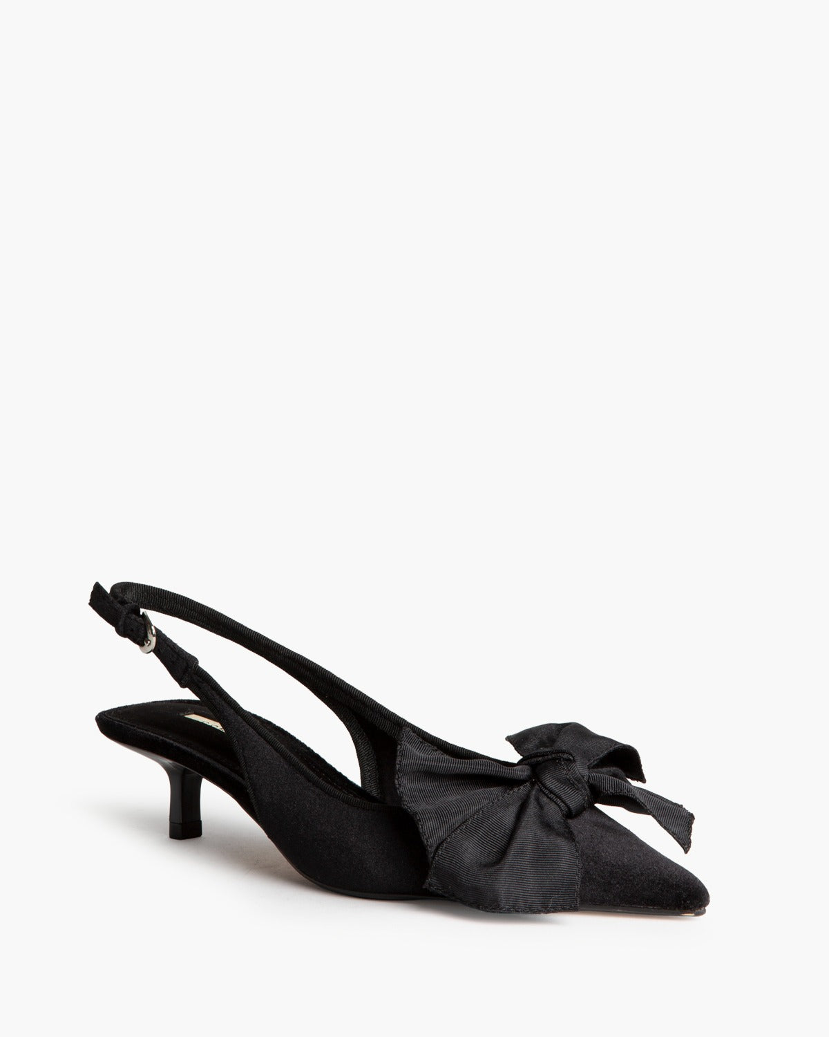 CORINA M6690 black velvet pointed-toe kitten-heel slingback – view 1