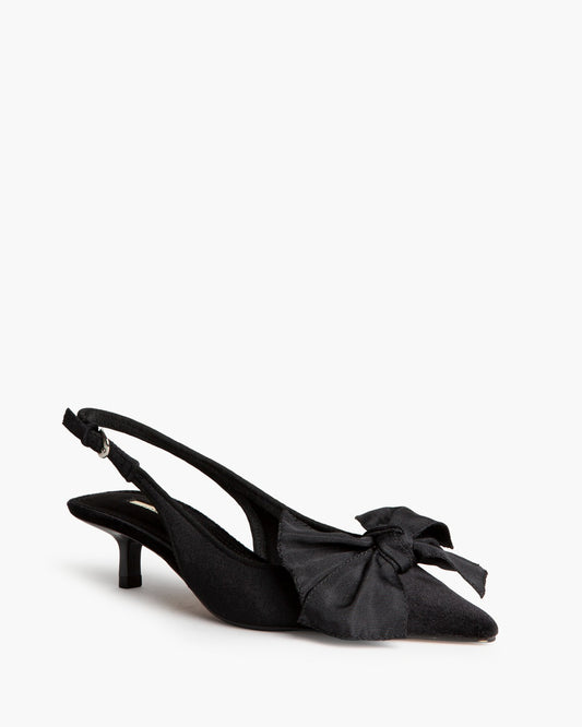 CORINA M6690 black velvet pointed-toe kitten-heel slingback – view 1