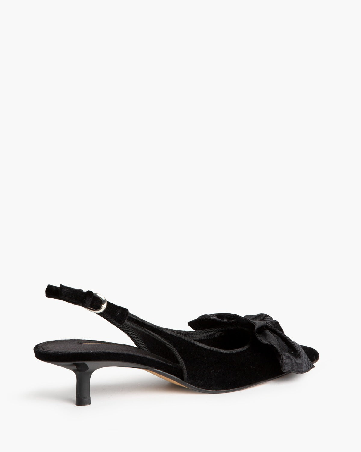 CORINA M6690 black velvet pointed-toe kitten-heel slingback – view 3