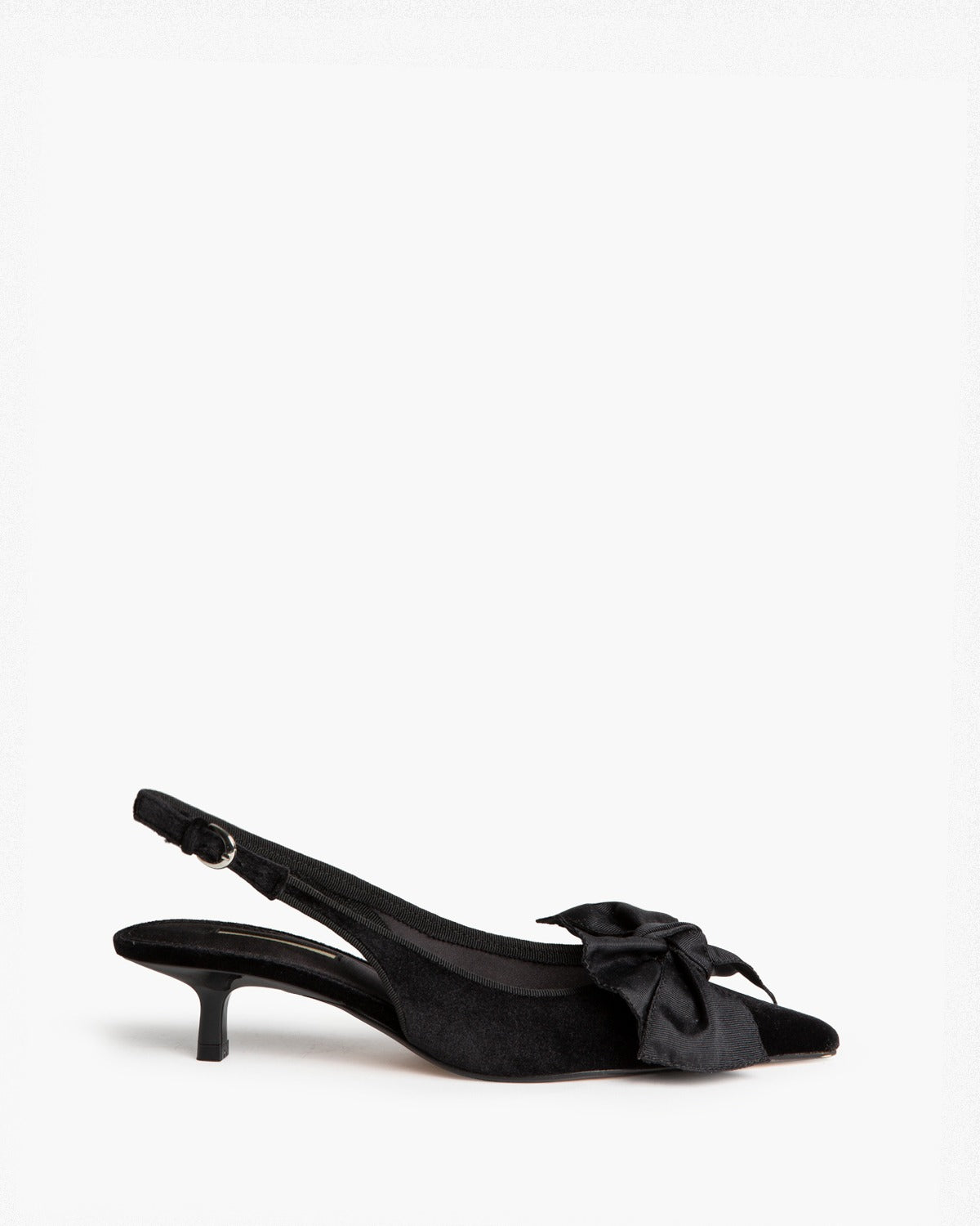 CORINA M6690 black velvet pointed-toe kitten-heel slingback – view 4