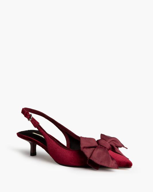 CORINA M6690 bordeaux velvet pointed-toe kitten-heel slingback – view 1