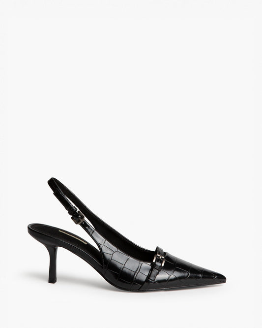 CORINA M6710 black croc-effect slingback – view 1