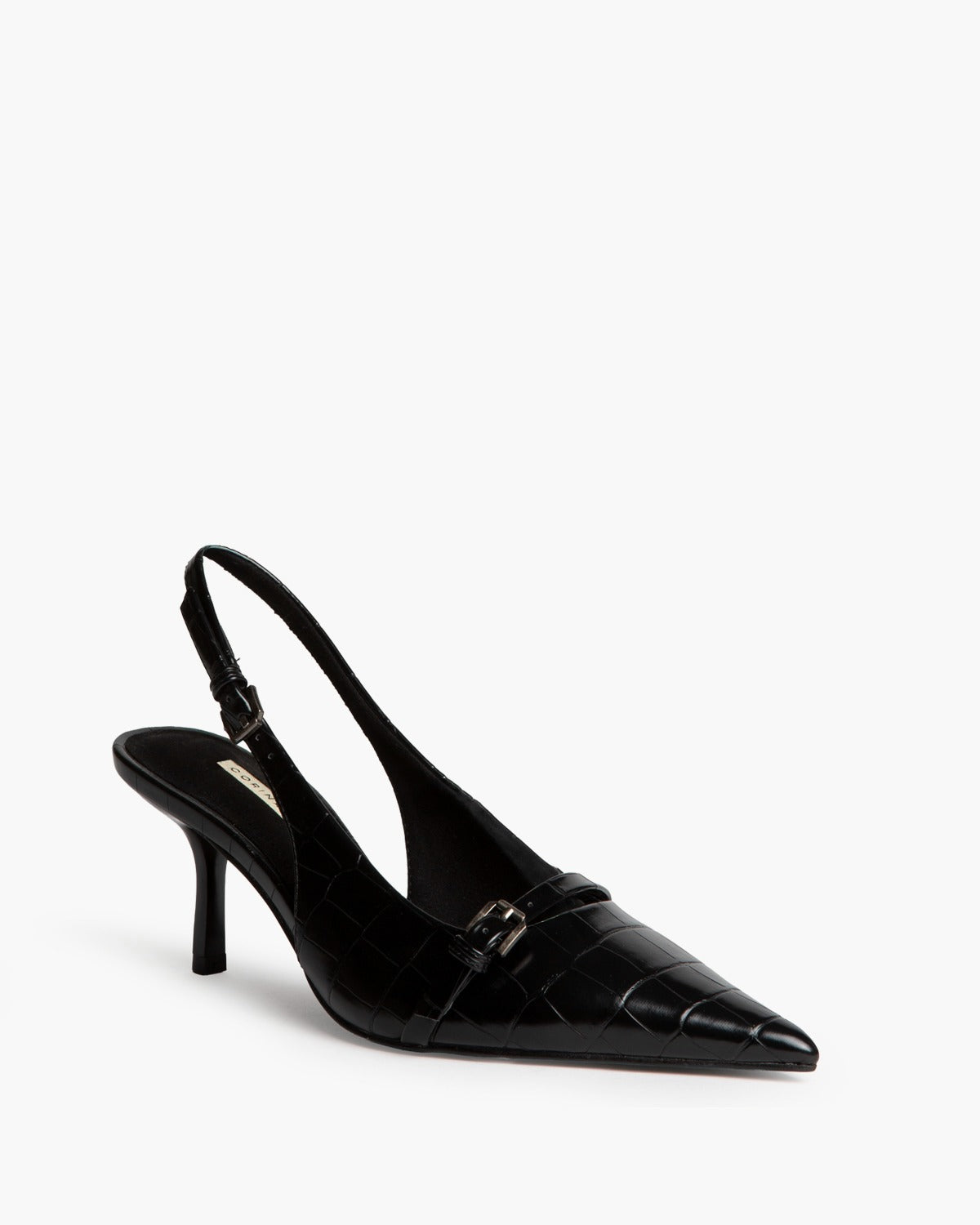CORINA M6710 black croc-effect slingback – view 2