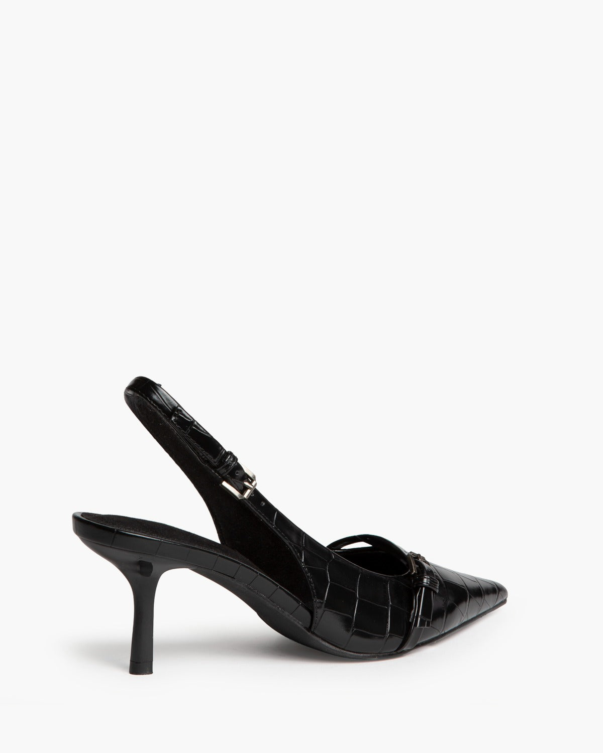 CORINA M6710 black croc-effect slingback – view 3