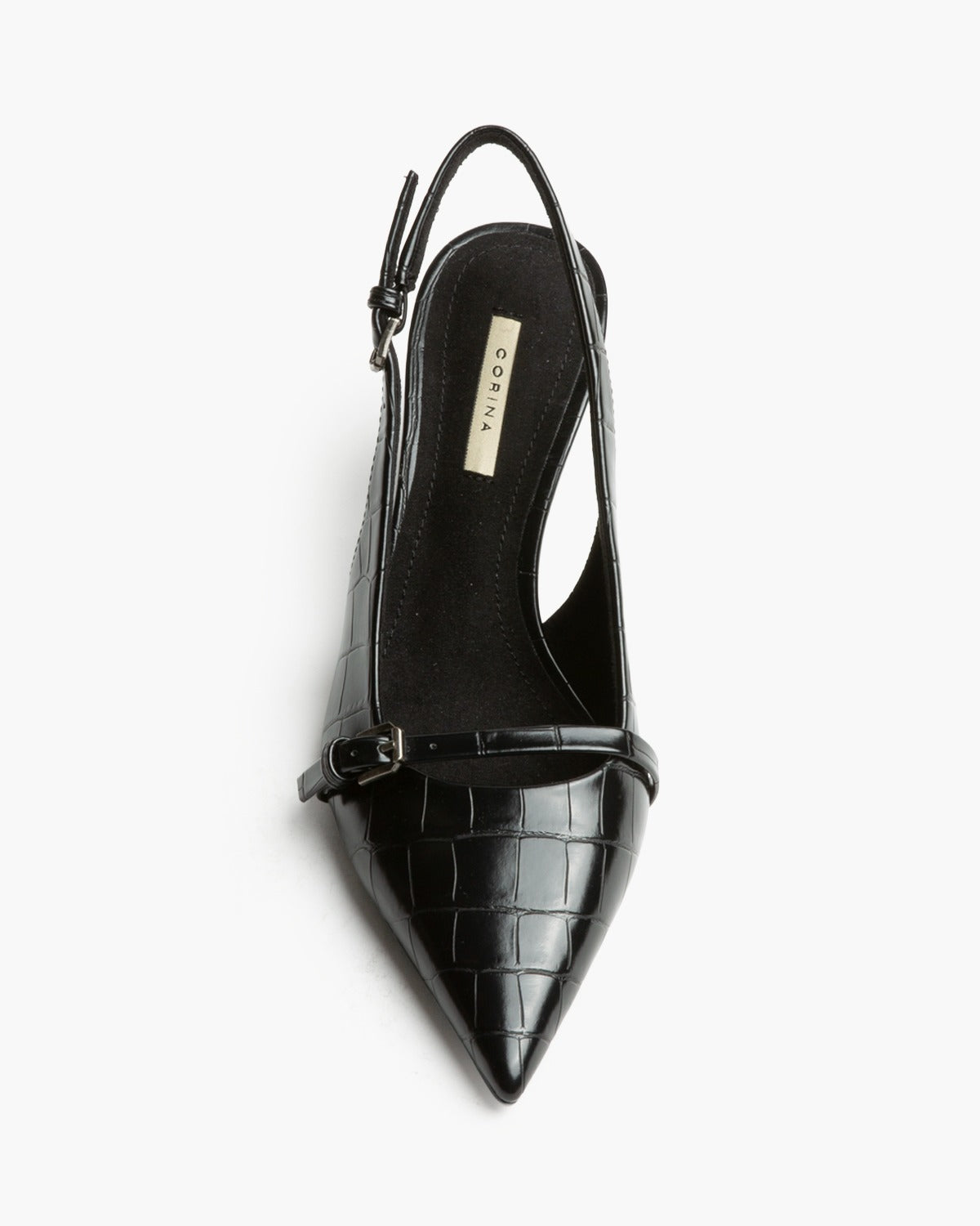 CORINA M6710 black croc-effect slingback – view 4