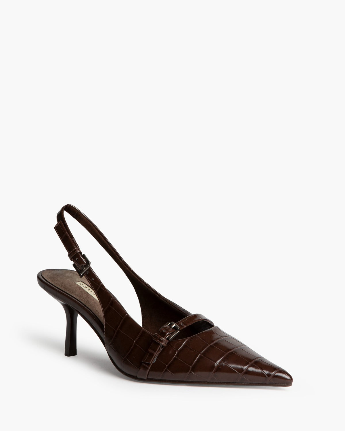 CORINA M6710 brown croc-effect slingback – view 1