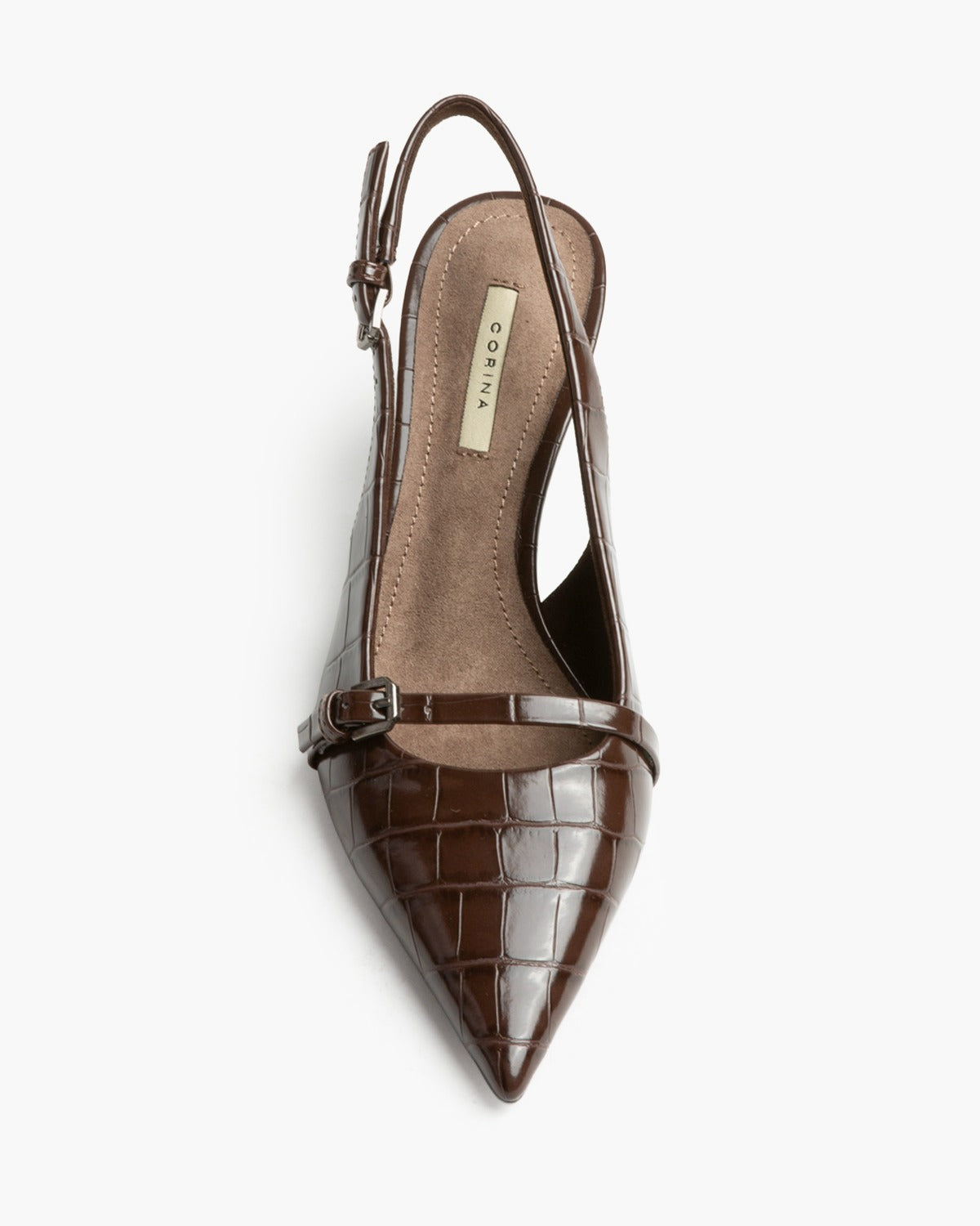CORINA M6710 brown croc-effect slingback – view 3