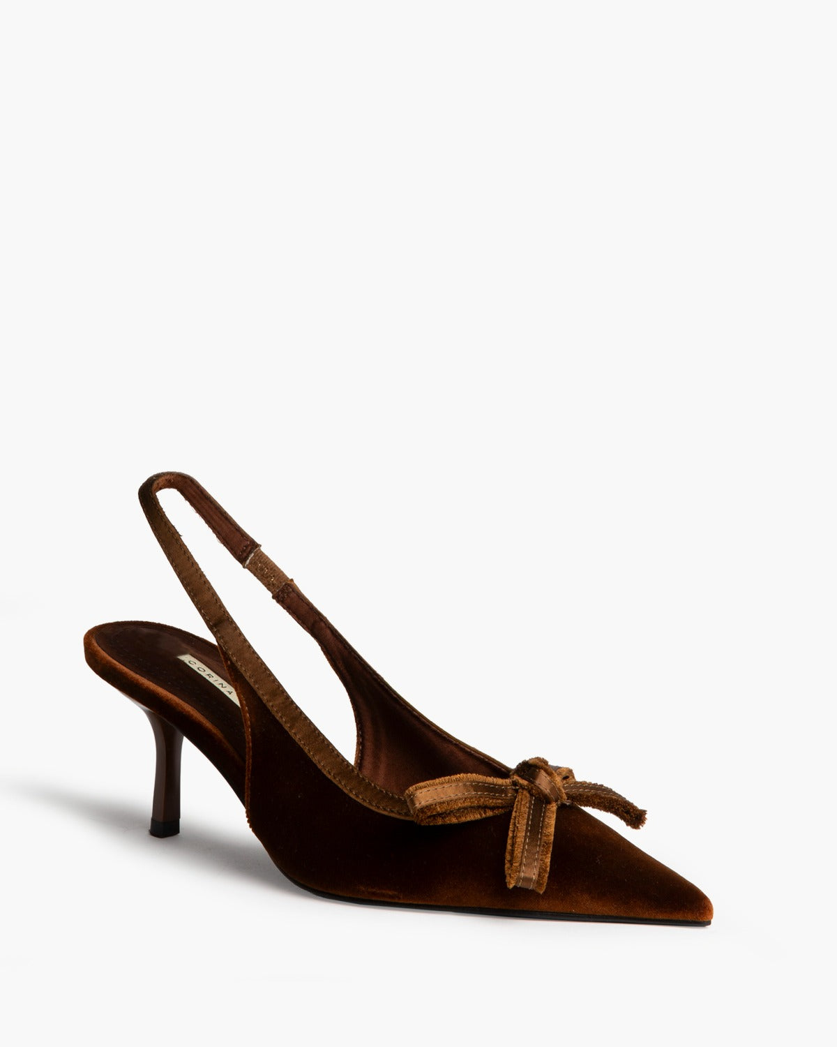 CORINA M6717 camel velvet bow-detail slingback – view 1