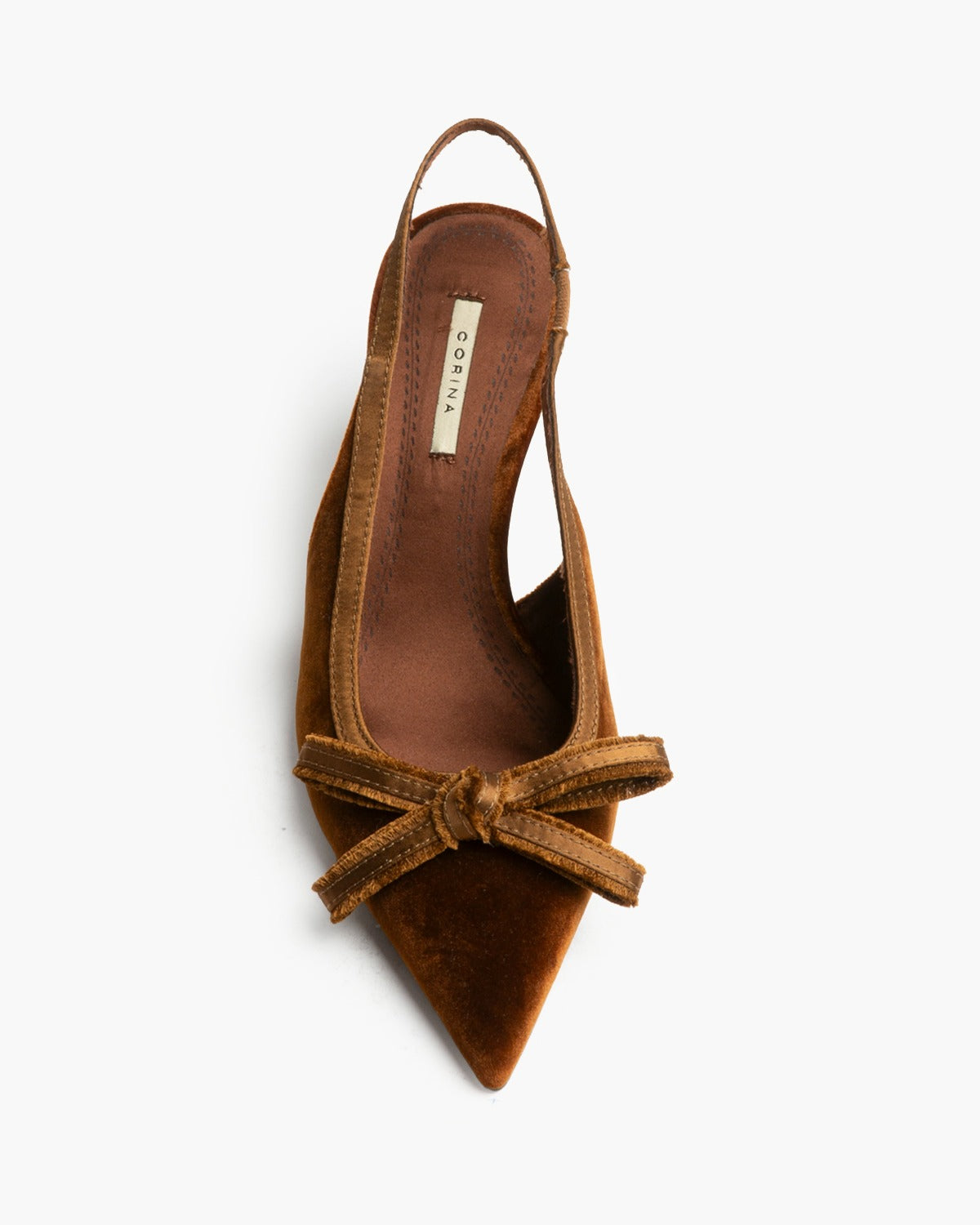 CORINA M6717 camel velvet bow-detail slingback – view 2