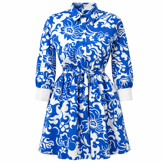 White and blue dress