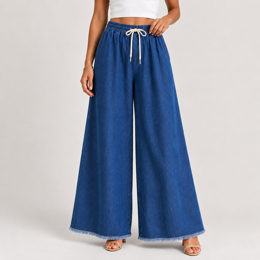 Wide-Leg Jeans with Elastic Waistband 