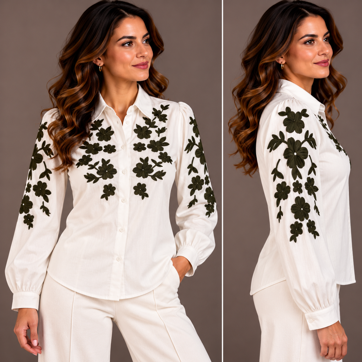 Embroidered White Shirt – Multi-Color Details