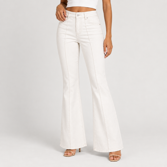 Flared Jeans – White & Beige 
