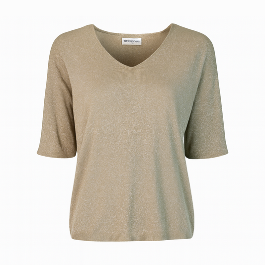 V neck metallic sweater - short sleeves