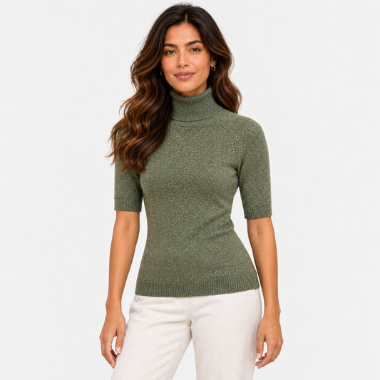 High Neck Metallic Sweater 