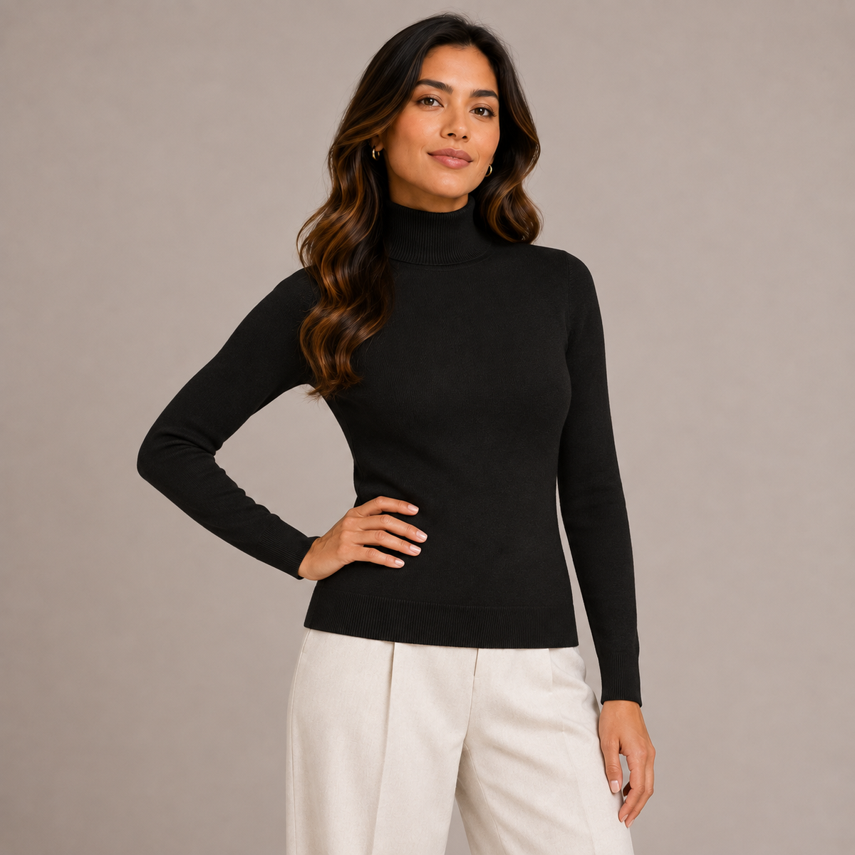 High neck basic sweater 