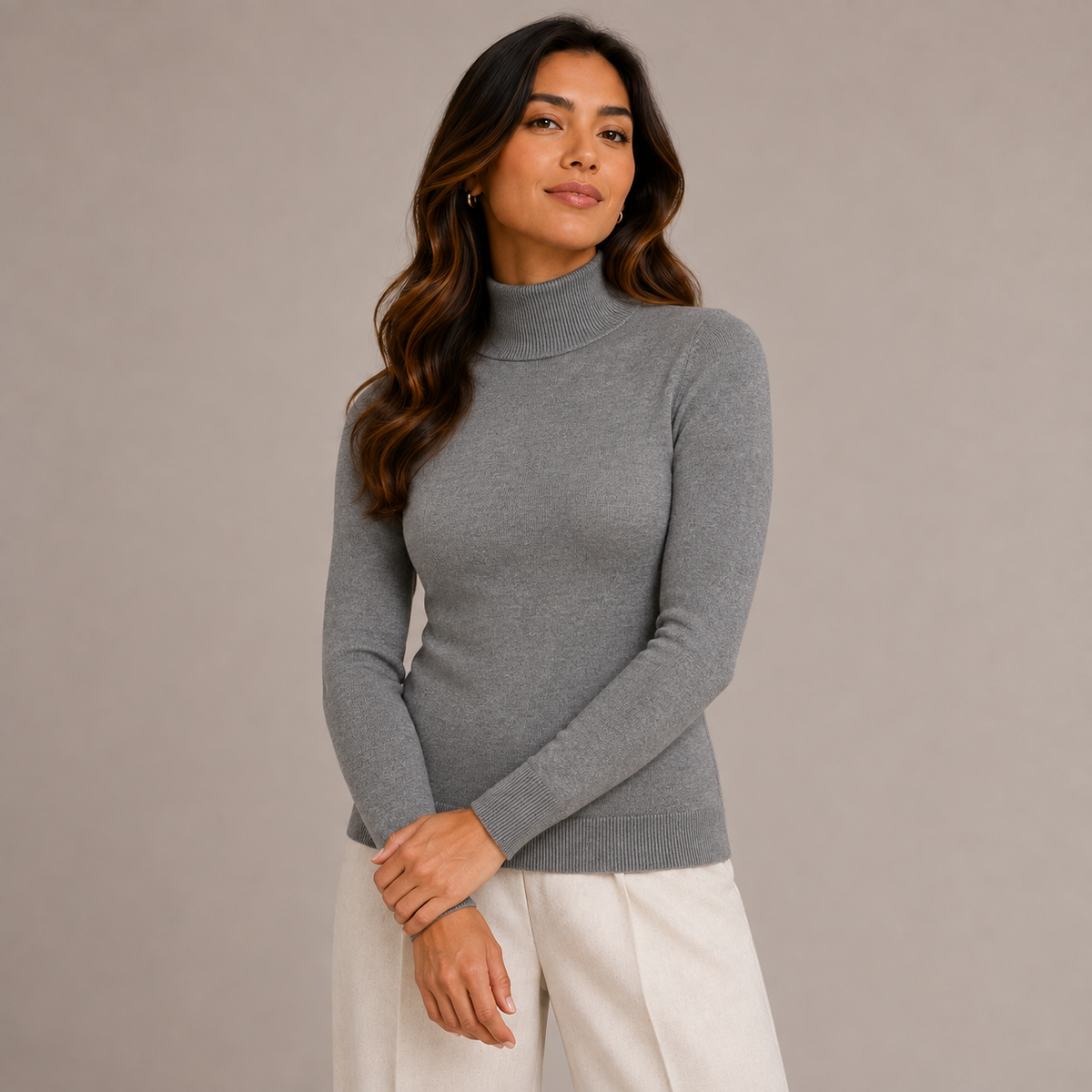 High neck basic sweater 