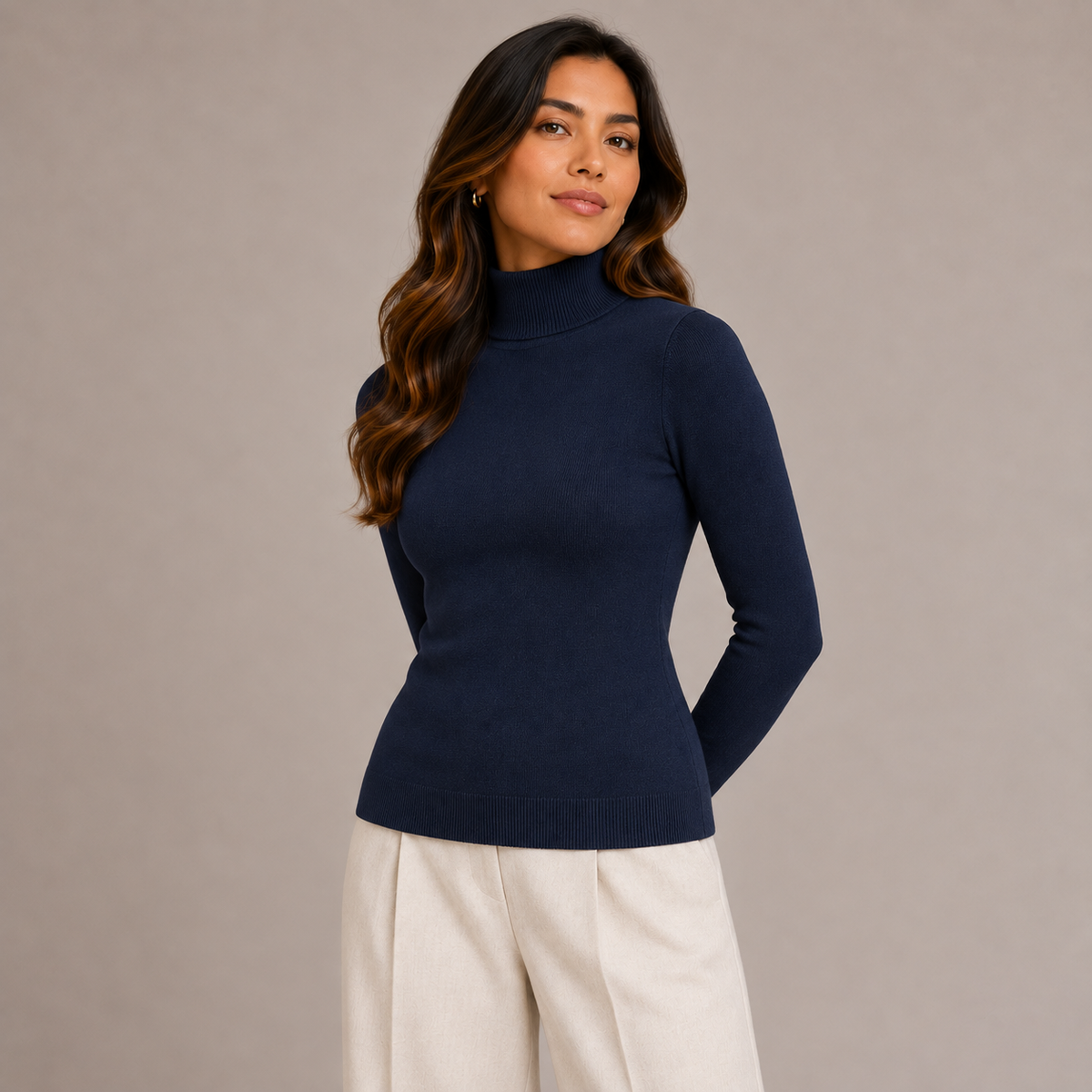 High neck basic sweater 