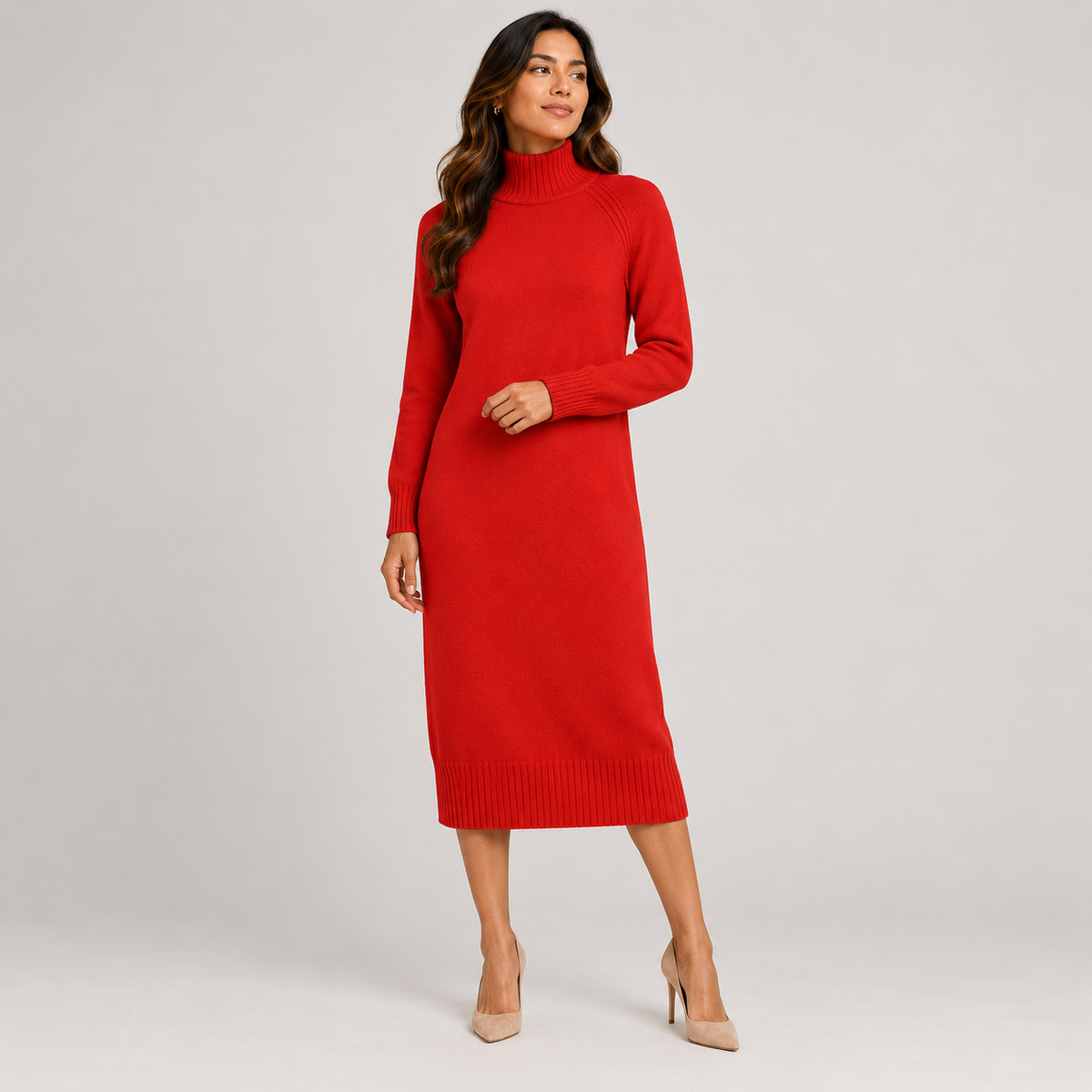 High neck maxi knit dress 